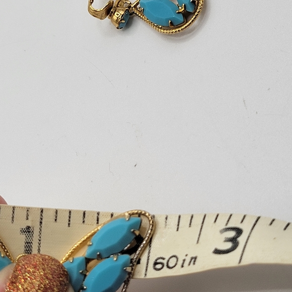 VTG Blue Milk Glass Rhinestones | Juliana Butterfly Brooch & Earrings - Picture 10 of 11